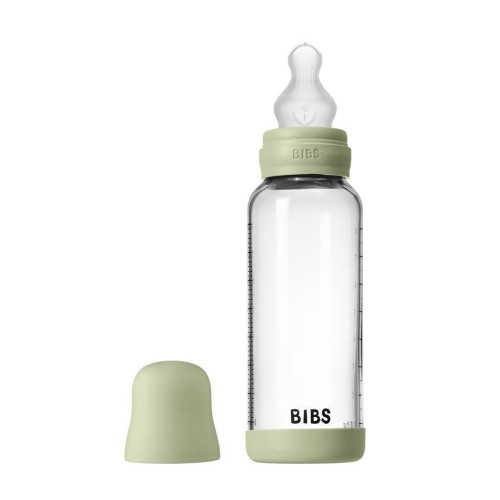 Antikoliková skleněná láhev se silikonovým dudlíkem 240 ml BIBS