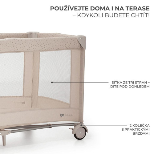 KINDERKRAFT Postýlka cestovní Joy 2 s doplňky Beige