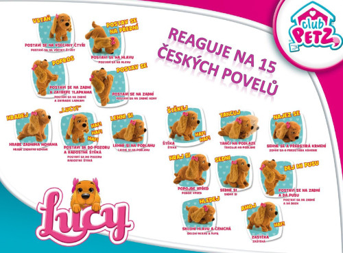 Lucy plyšová interaktivní 29 cm na baterie reagující na povely v krabičce