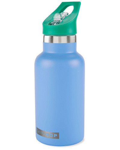 Nerezová láhev s nálepkami se slámkovým náústkem SKIP HOP 380 ml