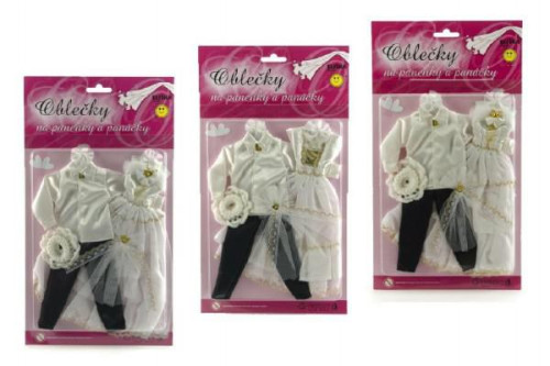 Svatební oblečky na panenky a panáčky velké a podobné jako je Barbie 2 ks