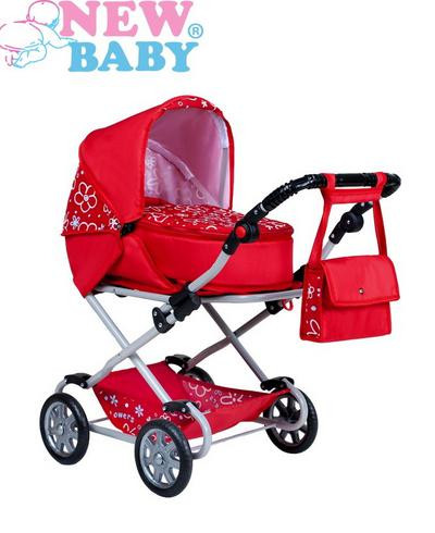 Dětský kočárek pro panenky 2v1 New Baby Monika červený