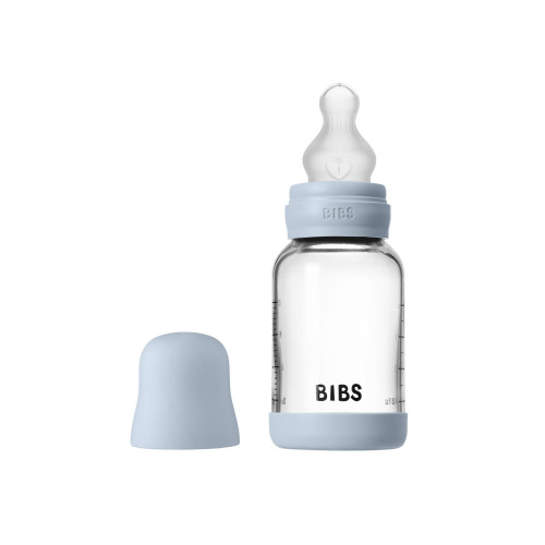 Antikoliková skleněná láhev se silikonovým dudlíkem 120 ml BIBS