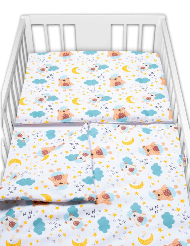 3-dílná sada mantinel s povlečením Sny medvídků hnědá/bílá Baby Nellys