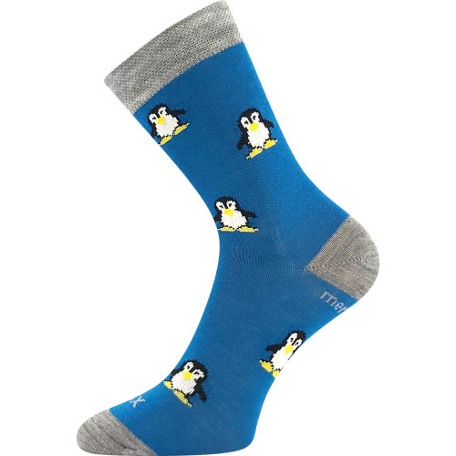 Ponožky dětské slabé z merino Penguinik s ionty stříbra tm. tyrkys VoXX