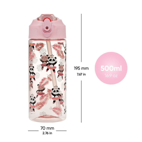 Tritanová láhev na pití s brčkem Panda 500 ml Baagl