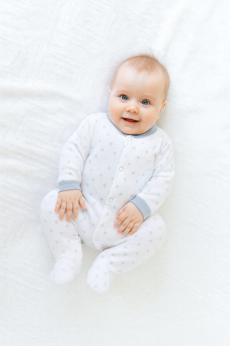 Kojenecký overal bavlna šedo-růžový puntík Baby Service