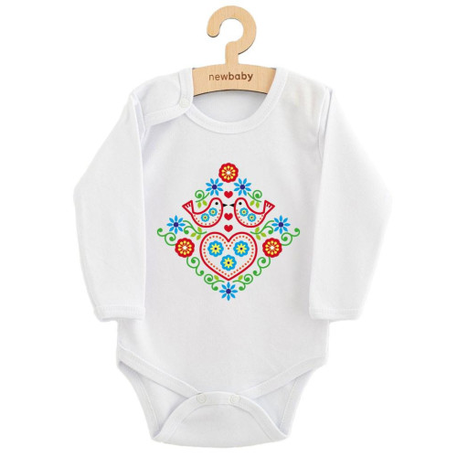 Dětské body s potiskem Lidový vzor ptáčci New Baby