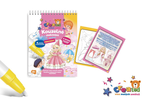 Kouzelné malování vodou/blok s tužkou princezny created 4 listy