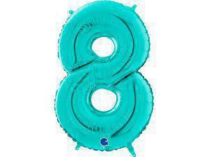 Fóliový balónek modrá Tiffany 66 cm číslice