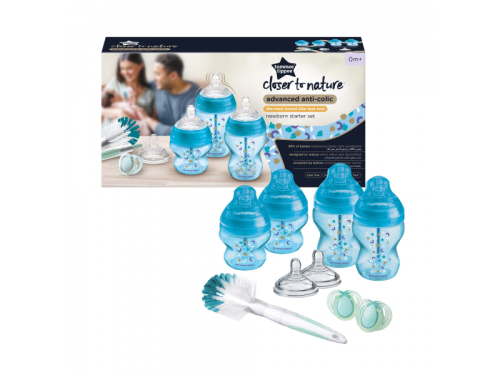 Sada kojeneckých lahviček C2N ANTI-COLIC s kartáčem Blue