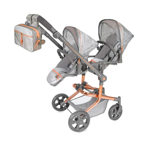 Skládací kočárek pro dvojčata panenky s batůžkem City X - 91 cm DeCuevas