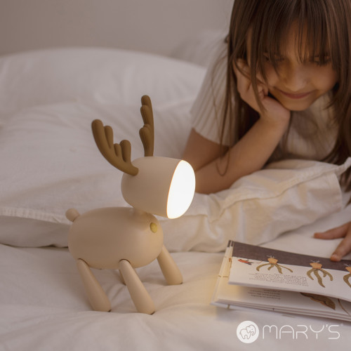 LED nastavitelná noční lampička - jelen, béžová Mary's