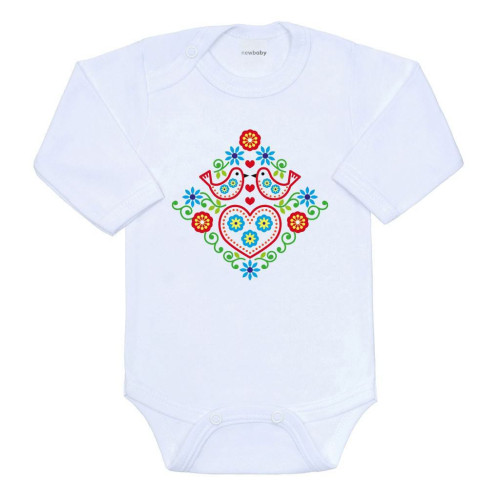 Dětské body s potiskem Lidový vzor ptáčci New Baby