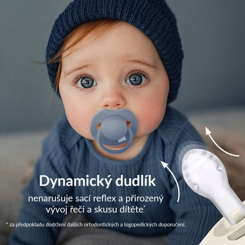 Dudlík svítící silikonový dynamický Prime 18 m+ 2 ks Ivory/Blush Lovi