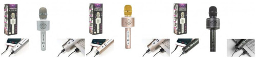 Mikrofon karaoke Bluetooth na baterie s USB kabelem