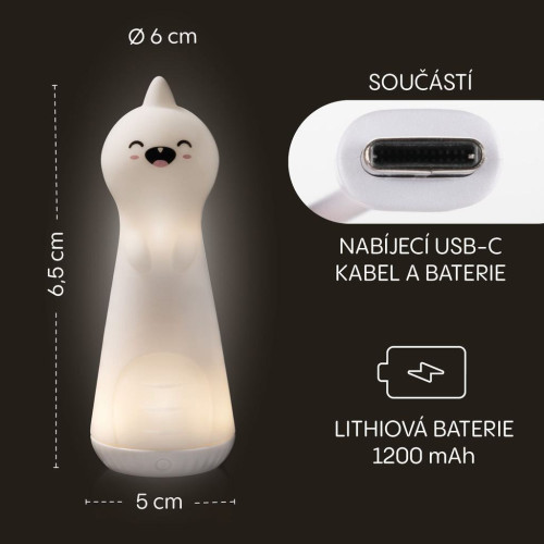 Silikonové LED noční světlo s baterkou Dino Zopa