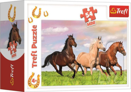 Minipuzzle koně 4 druhy, 54 dílků