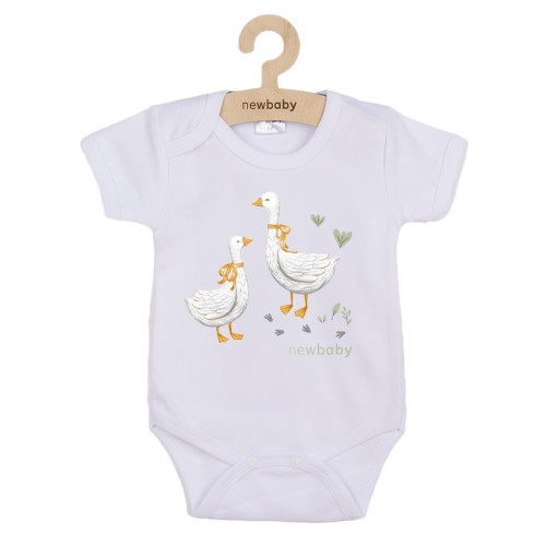 Dětské body s potiskem New Baby Husičky krátký rukáv