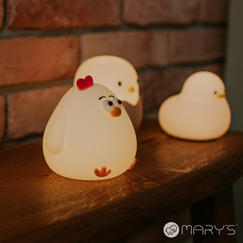 LED silikonová noční lampička - slepička Mary's