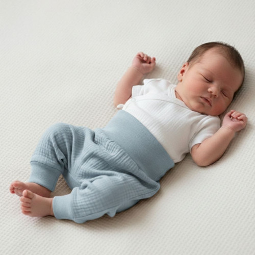 Kojenecké kalhoty - buggy mušelín modrá Baby Service