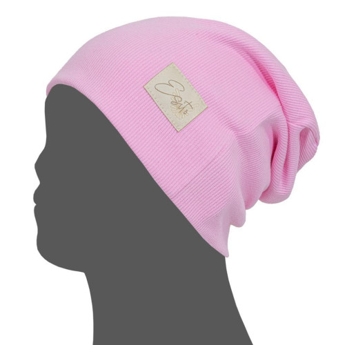 Žebrovaná čepice spadená Color Růžová Esito