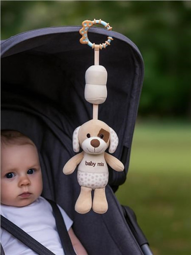 Edukační hrající plyšová hračka s klipem Baby Mix pes hnědý