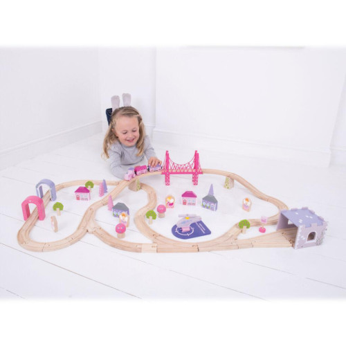 Dřevěná velká vláčkodráha princezny Bigjigs Rail