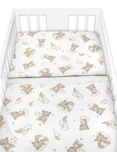 Sada do postýlky Mantinel s povlečením, 3D sada - Malý Medvídek, bílá/béžová Baby Nellys