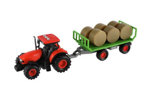 Traktor Zetor s vlekem a balíky plast 36 cm na setrvačník