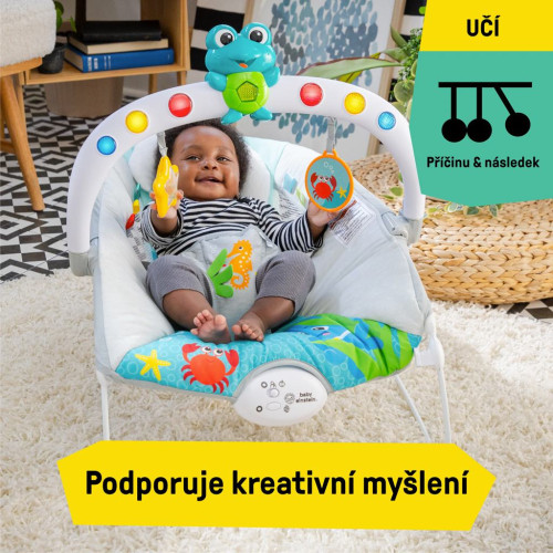 Lehátko hudební vibrační se světly Kick to It Neptune do 9 kg Baby Einstein