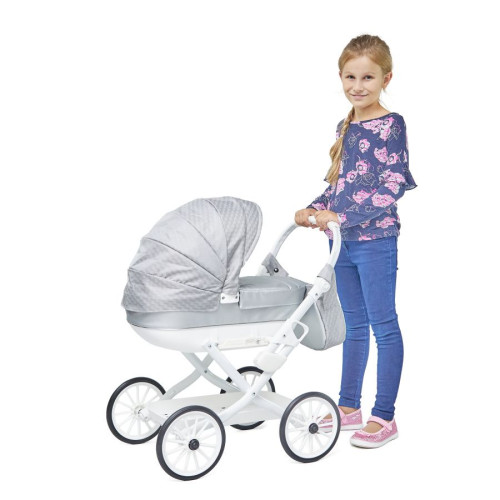 Dětský kočárek pro panenky Kids Elegance stříbrný Jasmine