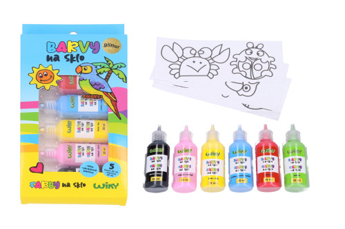 Barvy na sklo glitter 5+1 22 ml