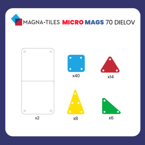 Magnetická stavebnice microMAGS Deluxe Set 70 dílů