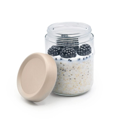 Skleněná snídaňová dóza Overnight Oats 473 ml, 2ks - béžová/ zelená Melii