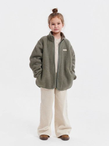Fleecová bunda Theo Vetiver Green Leokid