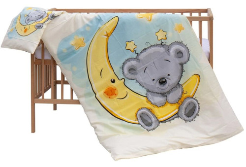 Dětská postýlka přírodní s kompletní výbavou 120 x 60 cm Mimas Scarlett
