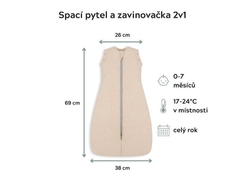 Celoroční spací pytel a zavinovačka 2v1 Sleepee