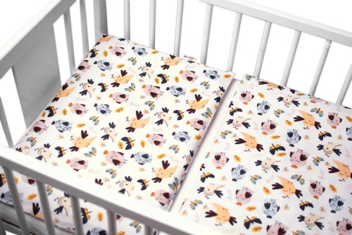 3-dílná sada Mantinel s povlečením Ptáčci a Vážky bílá Baby Nellys
