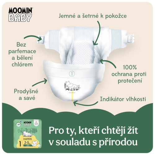Moomin Baby 1 Newborn 2–5 kg (25 ks), eko pleny