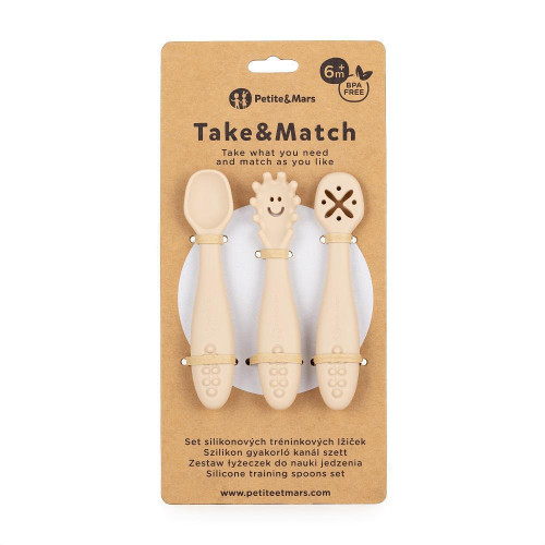 Set 3 ks silikonových tréninkových lžiček Take&Match 6 m+ Petite & Mars
