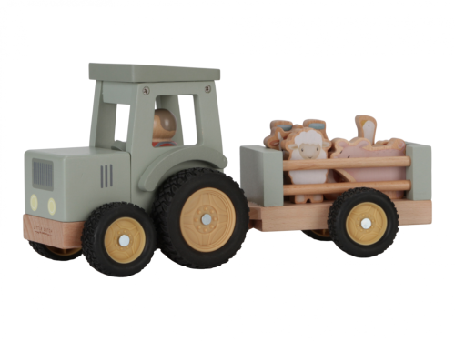 Traktor s přívěsem dřevěný Farma Little Dutch