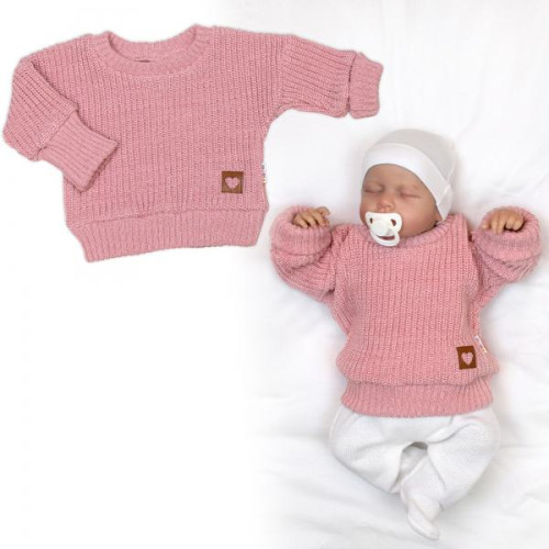 Rostoucí oversize pletený svetřík pro miminko starorůžový Baby Nellys