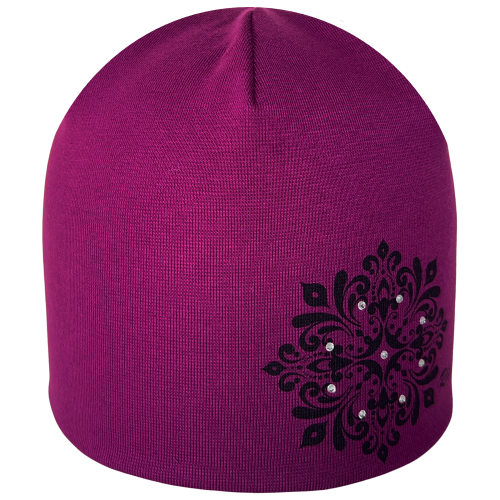 Podzimní čepice Mandala s kamínky Fialová