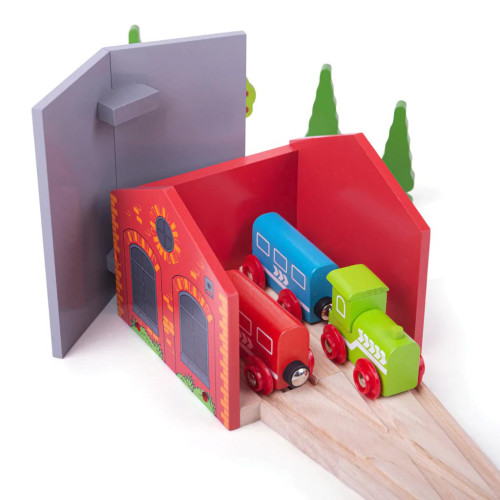 Cihlové depo pro dva vláčky Bigjigs Rail