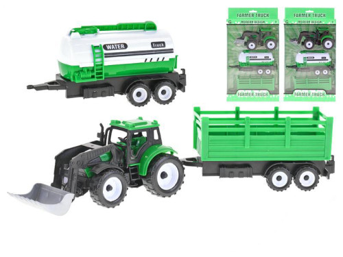 Traktor nakladač 17 cm na setrvačník + 2 vlečky