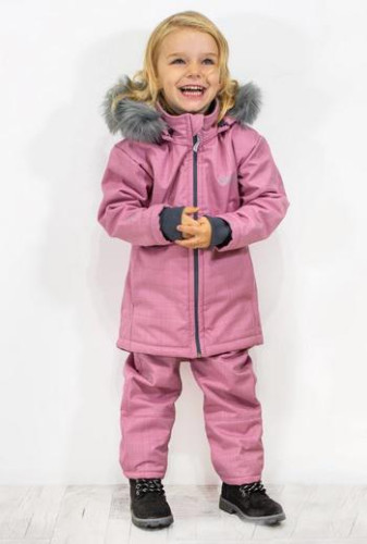 Dívčí zimní softshellový kabát s beránkem Antique pink Esito