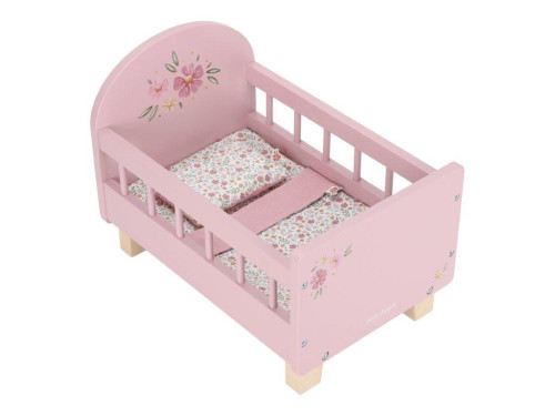 Postýlka pro panenky dřevěná s peřinkou Pink Little Dutch