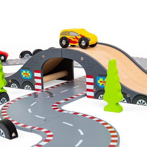 Dřevěná autodráha závodní den Bigjigs Rail