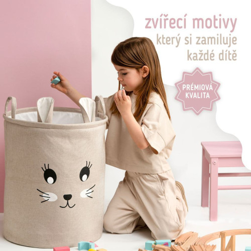Koš na hračky XL se šňůrkou, skládací bavlněný / 63 l Sipo